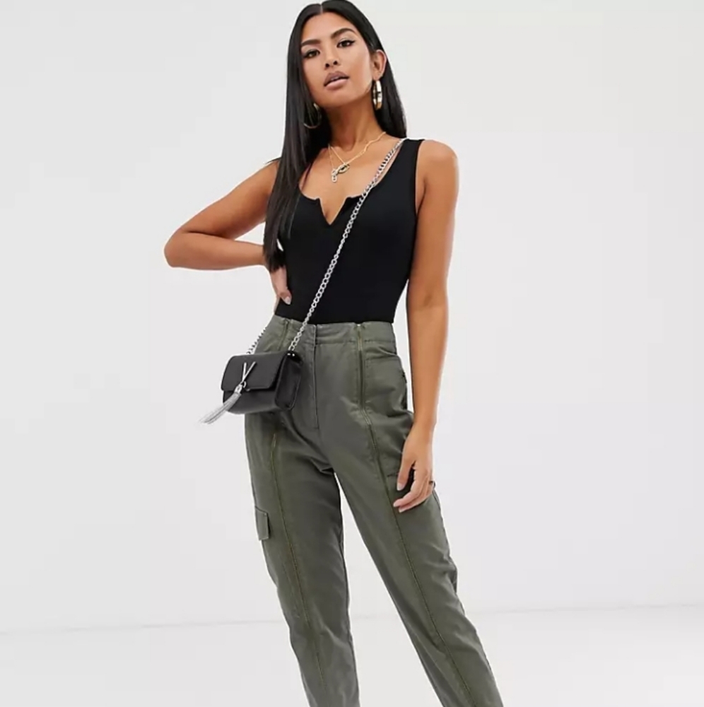 Asos Sleeveless Black Bodysuit with Notch Detail Top 6